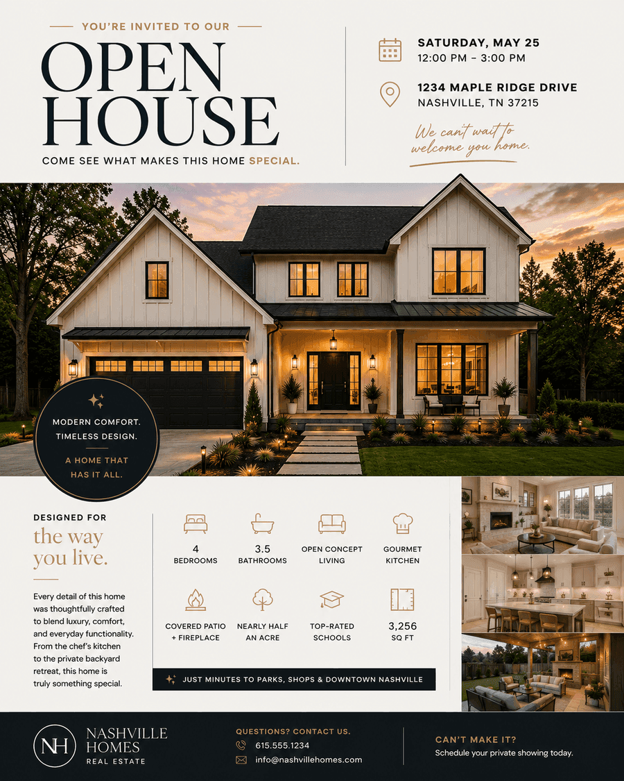 Example open house flyer created with CurbCopy